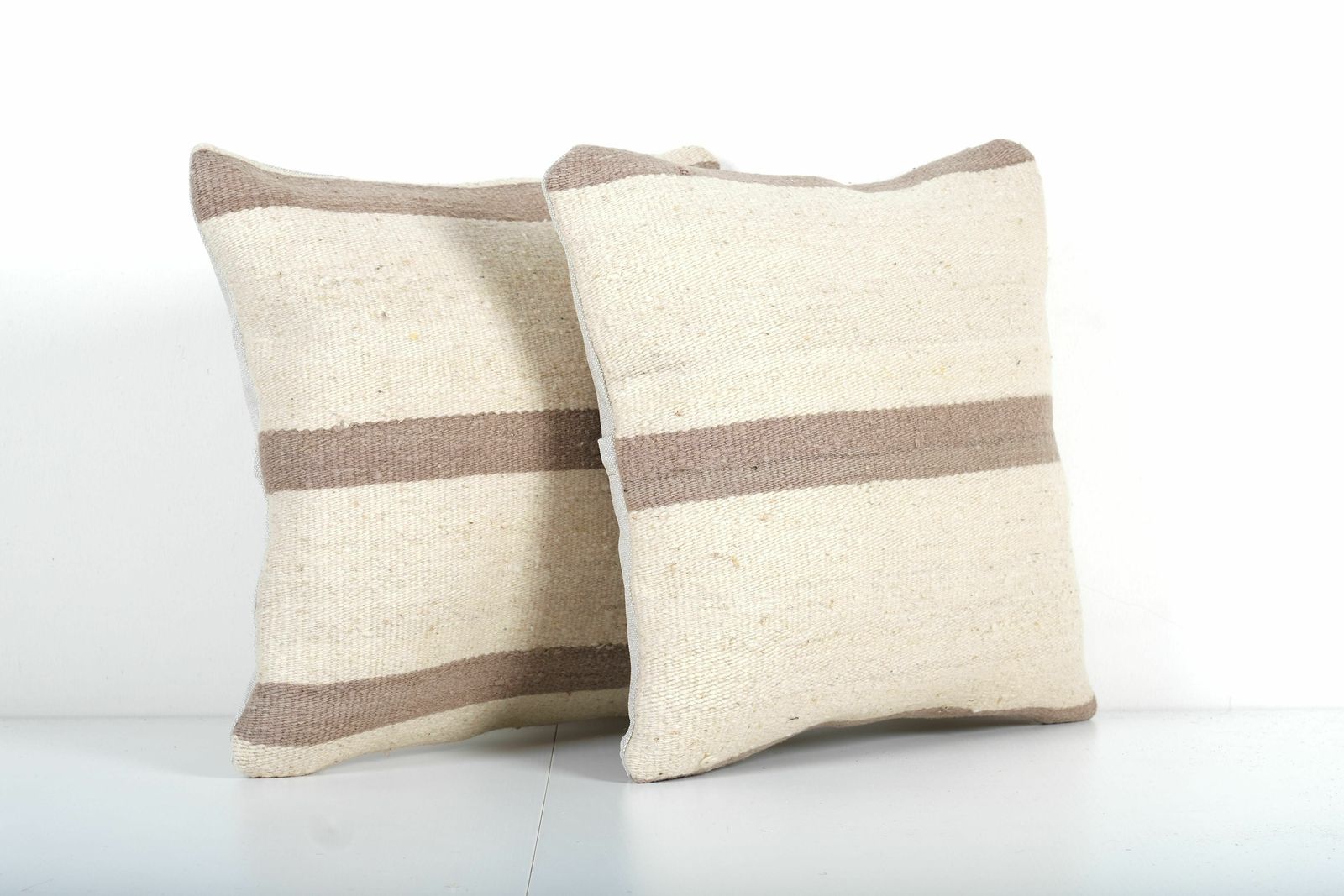 Tribal Wool Handmade Pillow Covers, Striped Turkish Kilim Cover, Ethnic Hemp Cover photo for sale