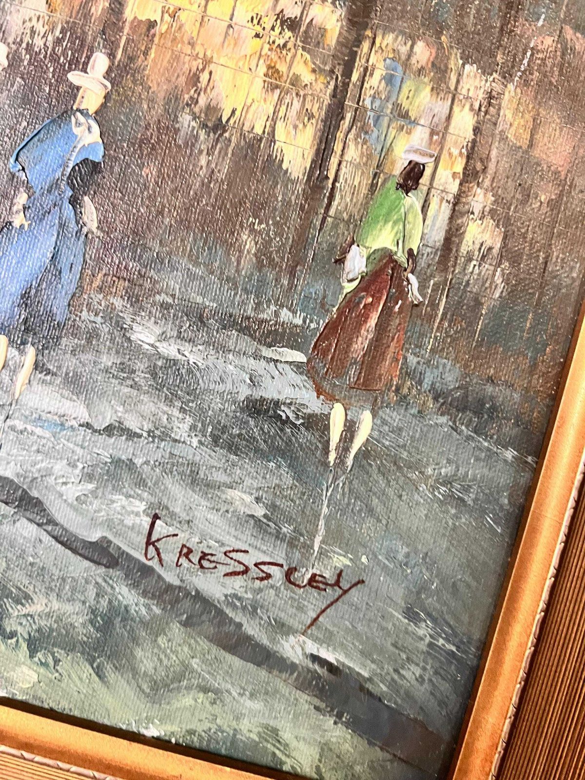 Oil Painting On Wood Montmartre Paris". Signed Kressley photo buy