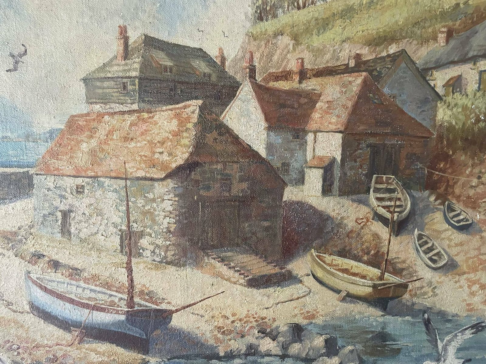 Daphne Padden   Cornish Harbour 1948   Oil On Canvas   St Ives Cornwall Fishing photo Art