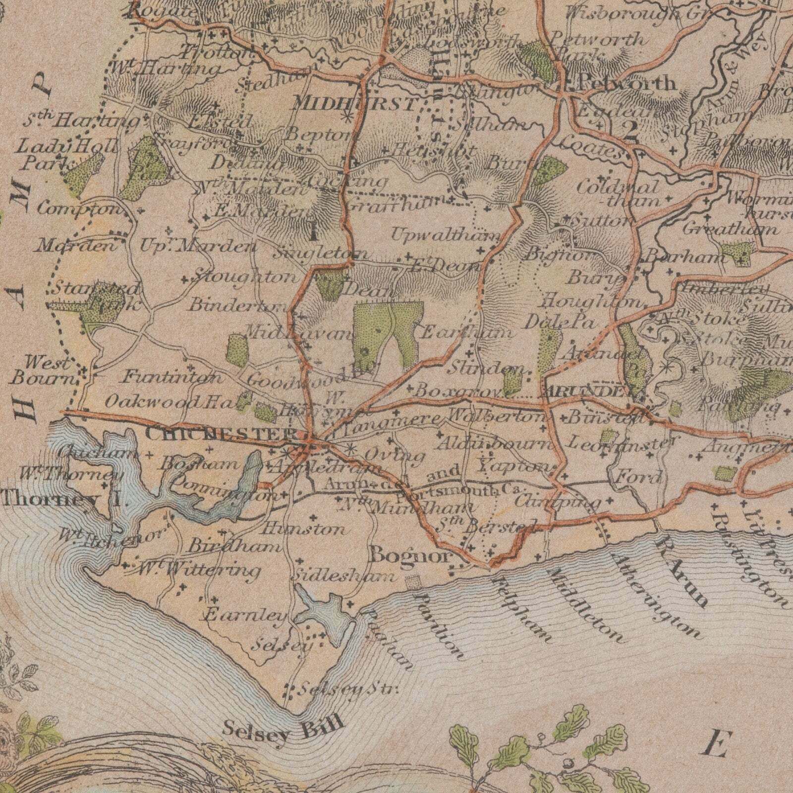 Art Antique County Map, Sussex, English, Framed Lithography, Cartography, Victorian photo