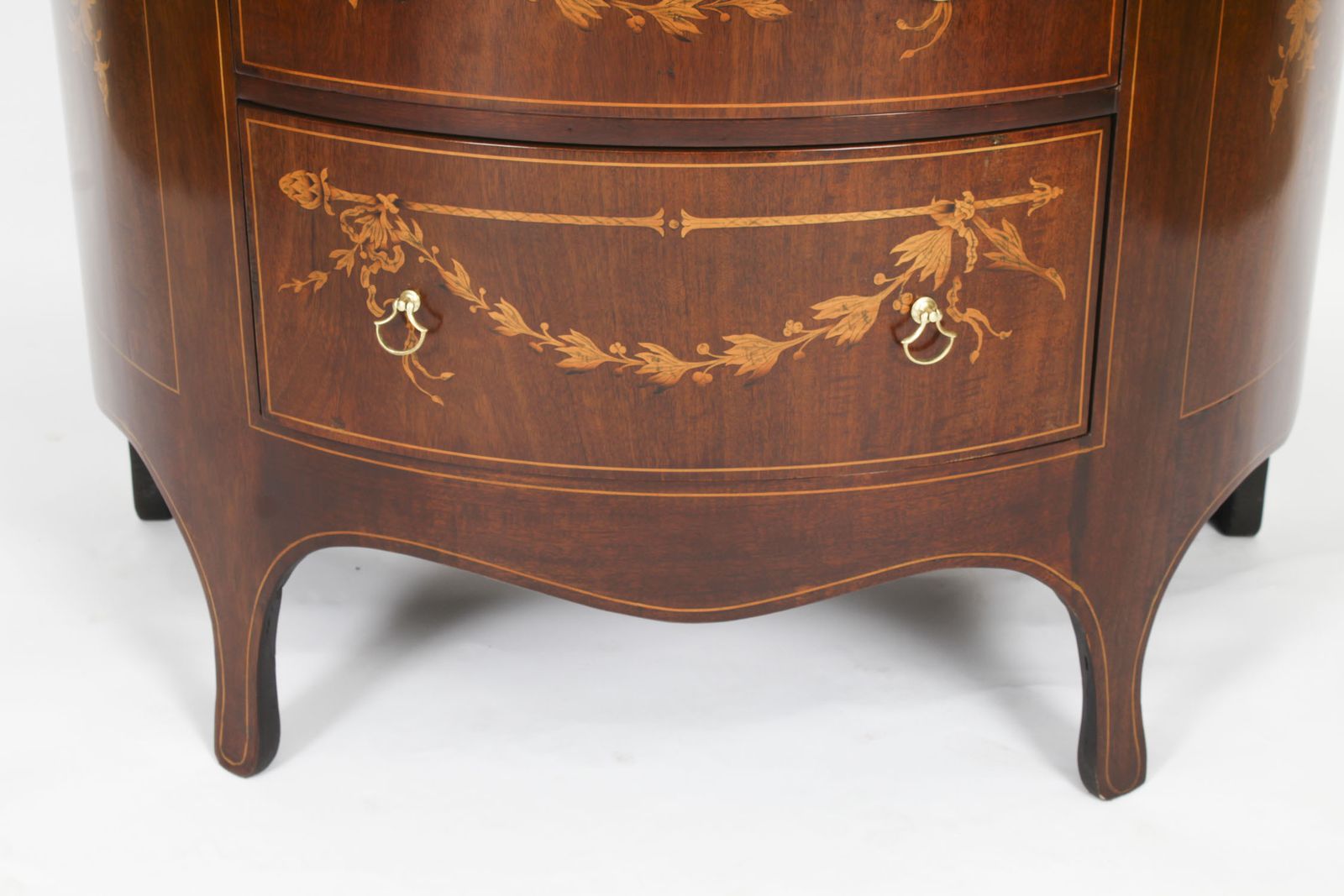 Furniture Victorian Marquetry Demi Lune Cabinet 19th Century photo