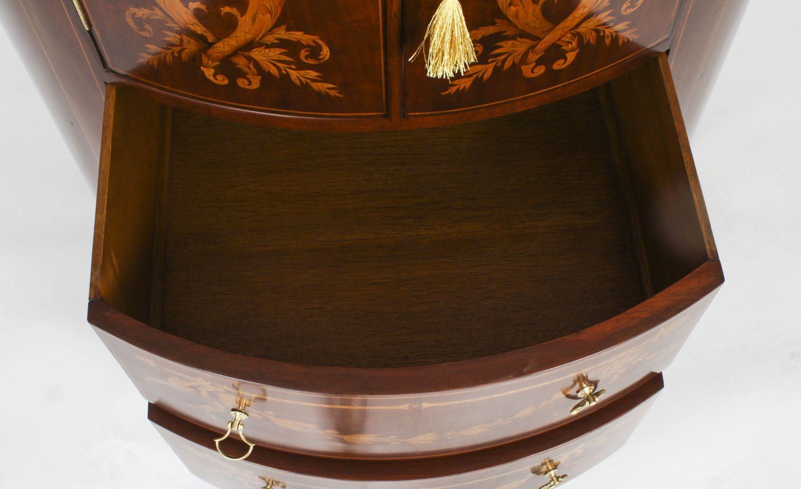 photo buy Victorian Marquetry Demi Lune Cabinet 19th Century