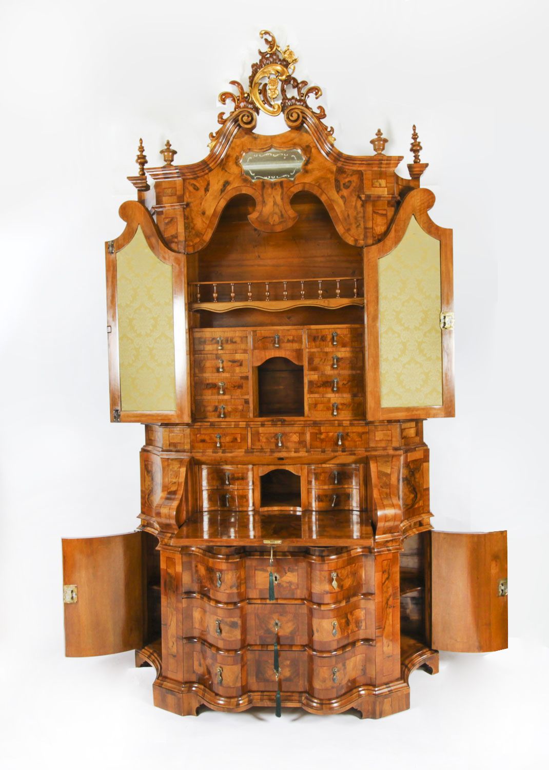 Antique Italian Venetian Burr Walnut Bureau Bookcase  19th Century photo for sale