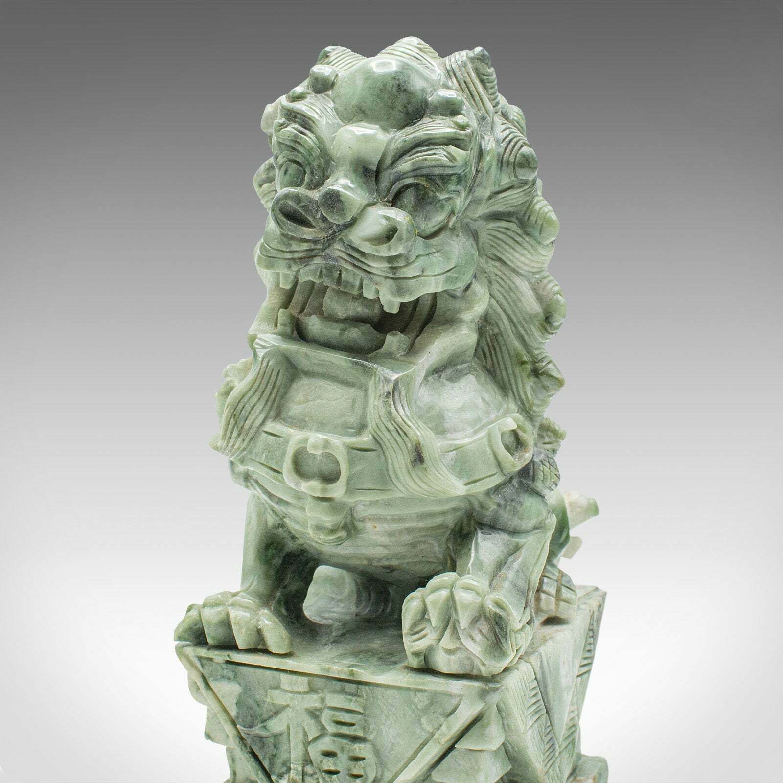 photo for sale Pair Of Antique Oriental Bookends, Chinese, Jade Marble, Dog Of Fo, Victorian