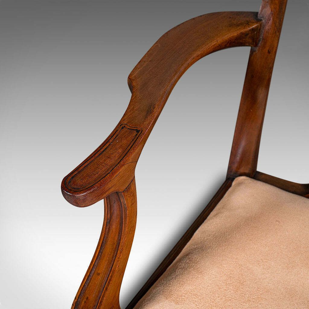 Antique Drawing Room Elbow Chair, English, Carver, Chippendale Taste, Georgian photo vintage