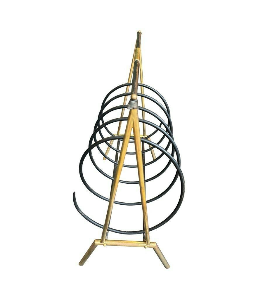 Home Decor An Unusual Italian 1950s Brass And Black Lacquered Spiral Magazine Rack photo