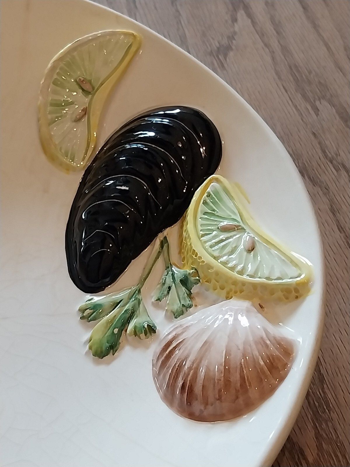 photo furniture Vintage Bassano Majolica Large Oval Seafood Platter Plate Italy Veneto Rare 70s