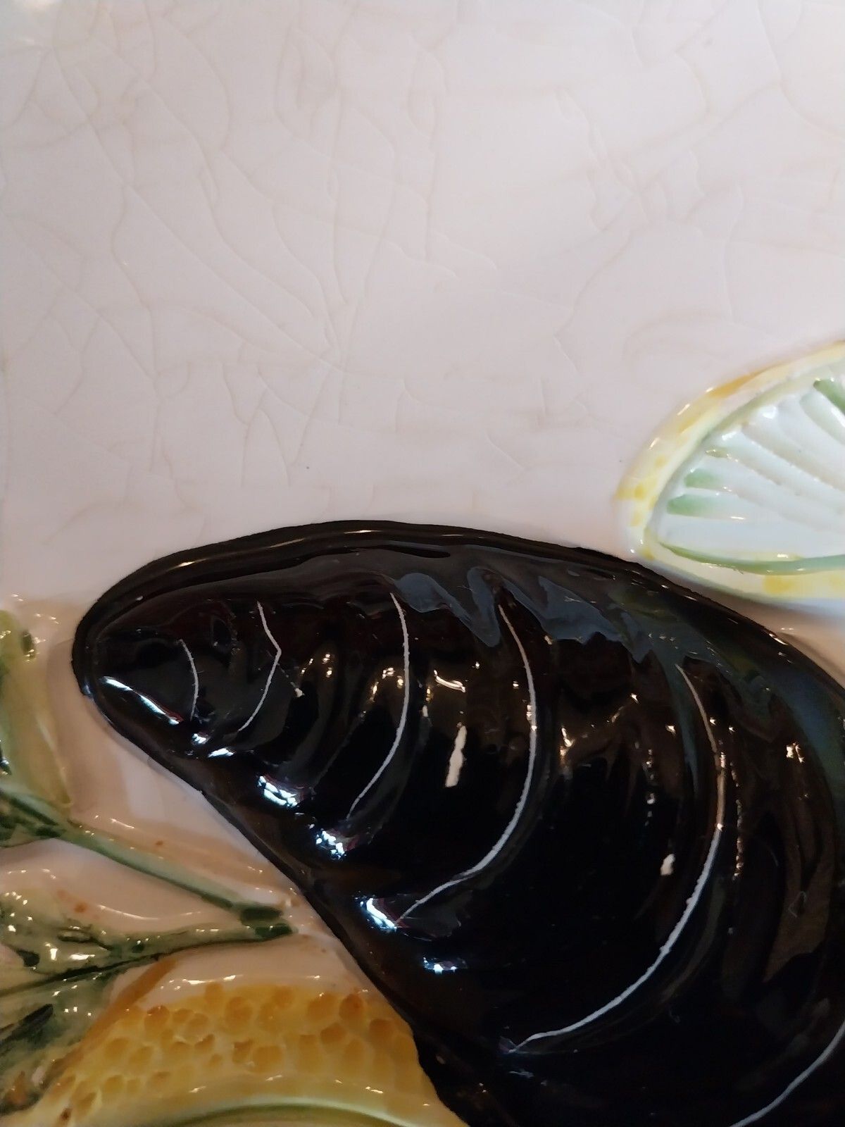 Home Decor Vintage Bassano Majolica Large Oval Seafood Platter Plate Italy Veneto Rare 70s photo