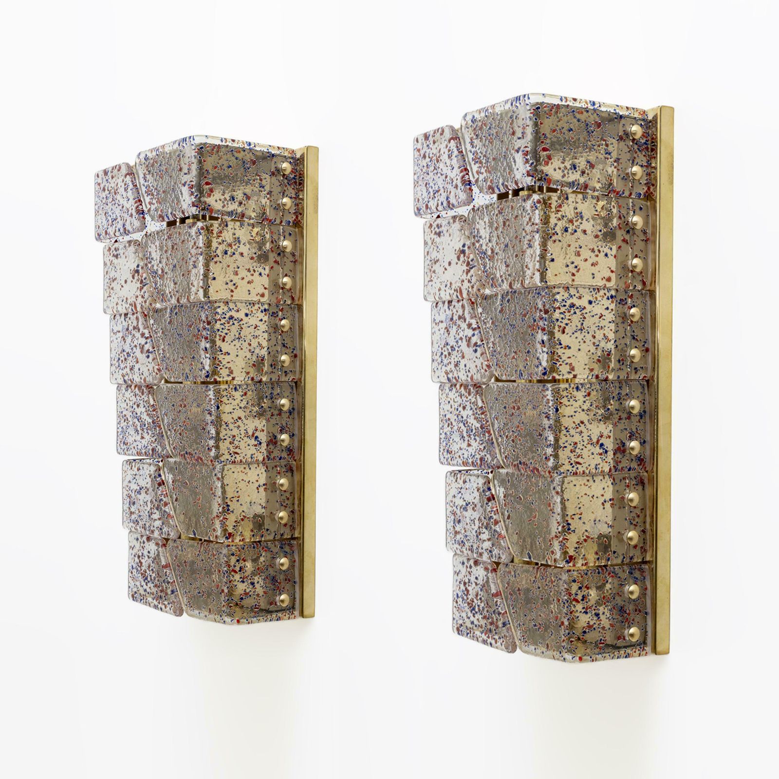 Pair Of Mid Century Modern Style Italian Murano Glass And Brass Sconces photo furniture