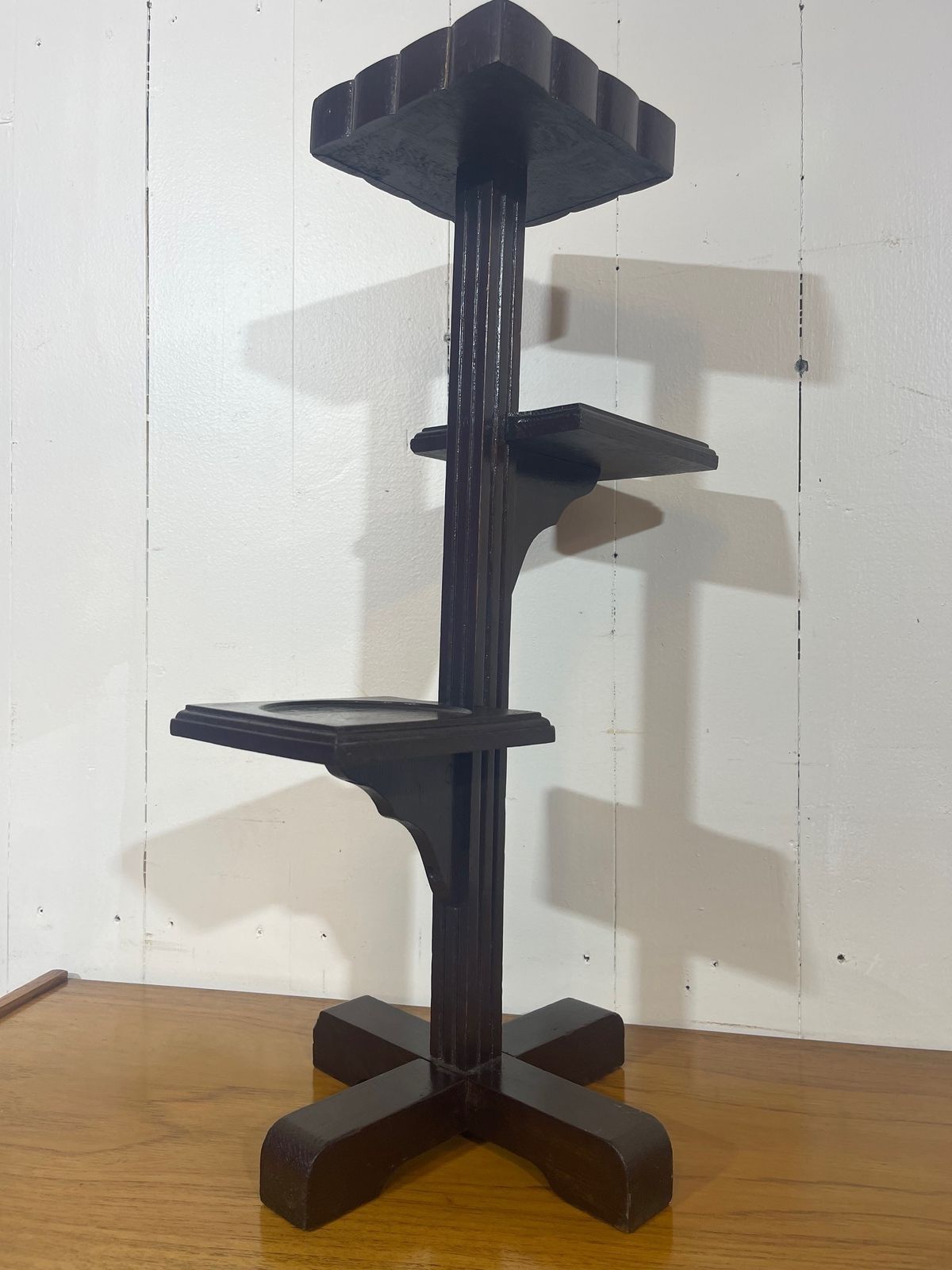 Art Deco Tiered Hand Crafted Plant Stand In Solid Pine With A Painted Finish