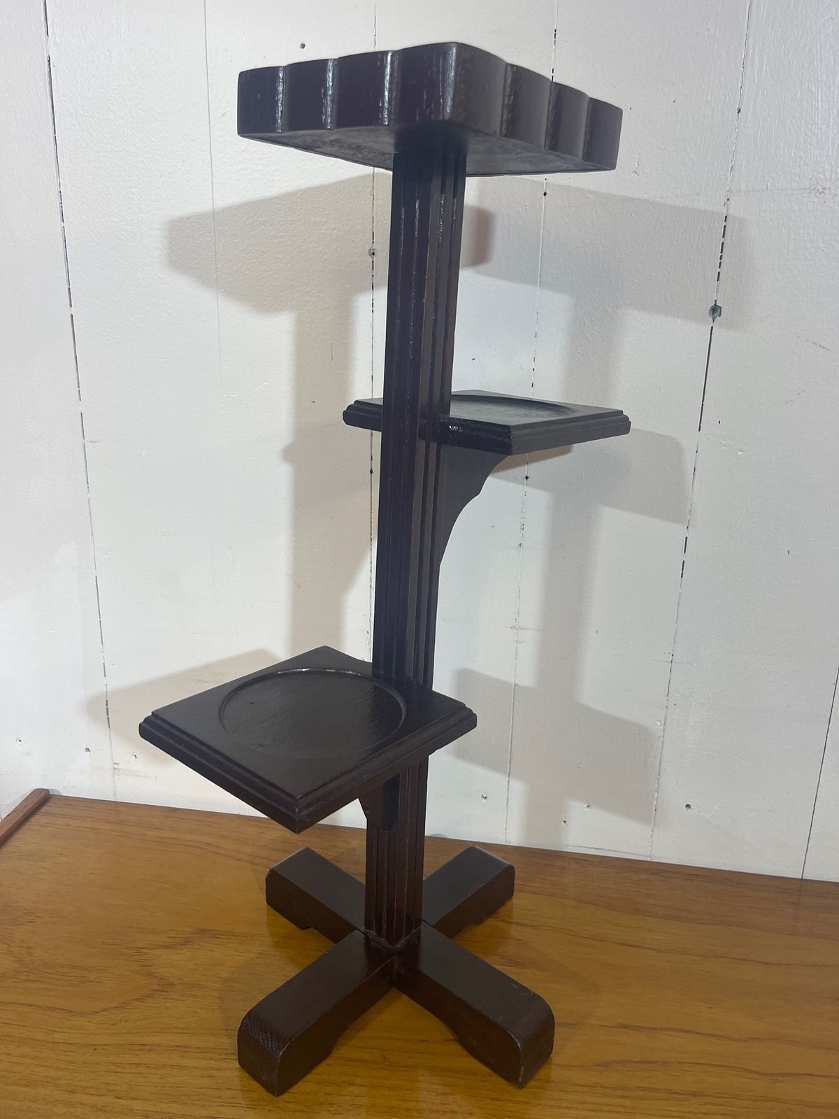 Art Deco Tiered Hand Crafted Plant Stand In Solid Pine With A Painted Finish photo vintage
