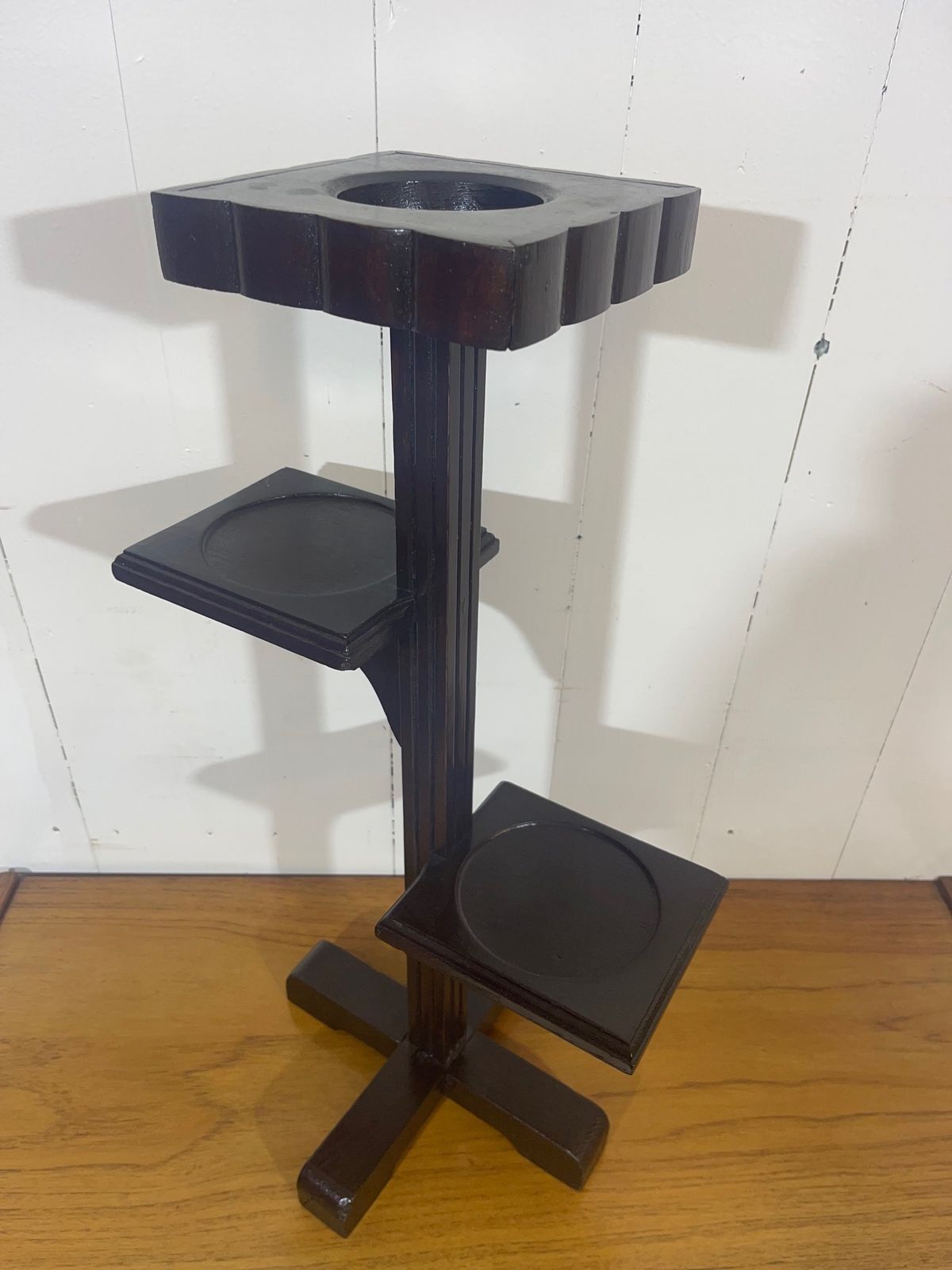 photo furniture Art Deco Tiered Hand Crafted Plant Stand In Solid Pine With A Painted Finish