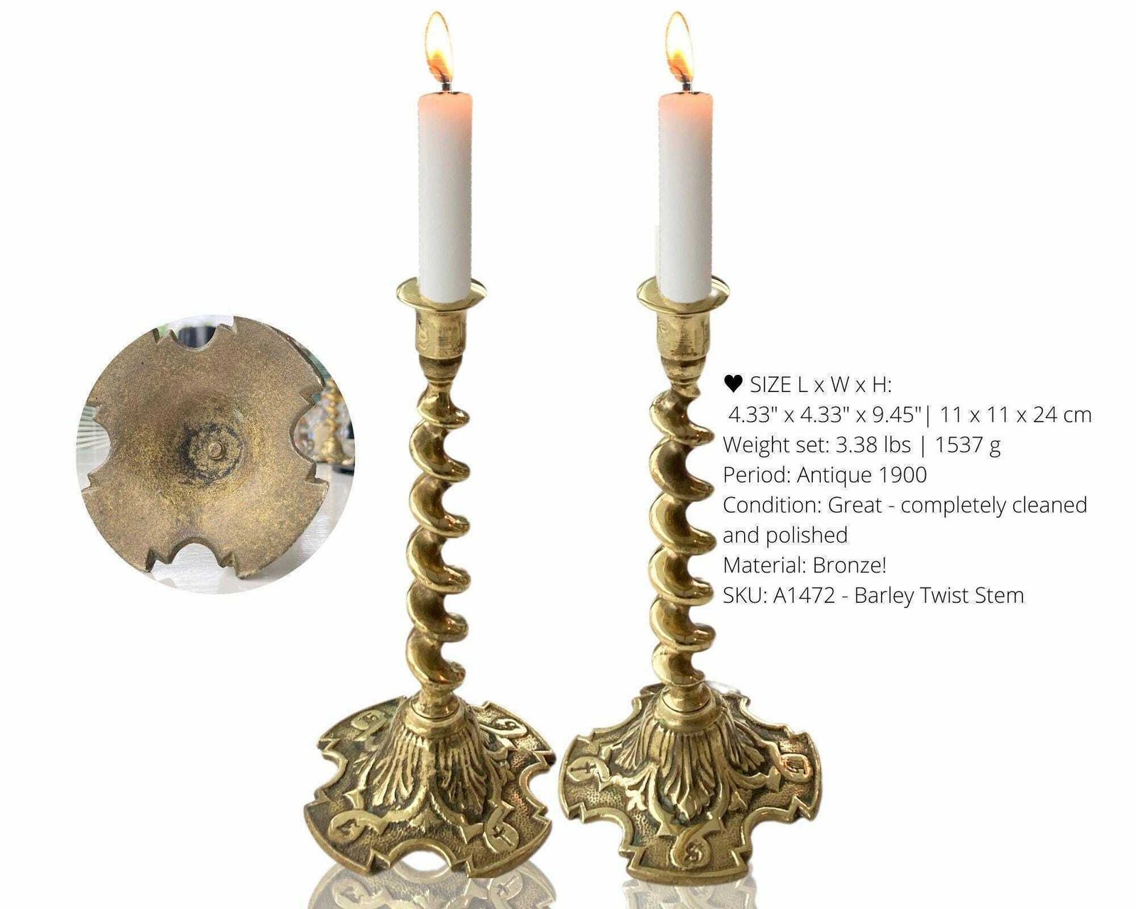 Antique Victorian Candlesticks Pair | 2pcs | Bronze Or Brass | Make A Selection photo 223.0