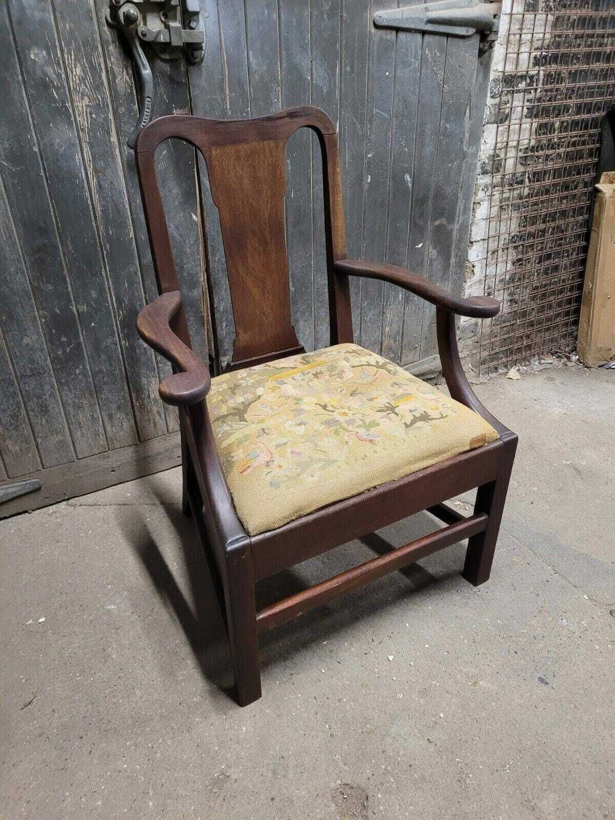 Antique 18th Century Early Georgian Elbow Chair Armchair photo for sale