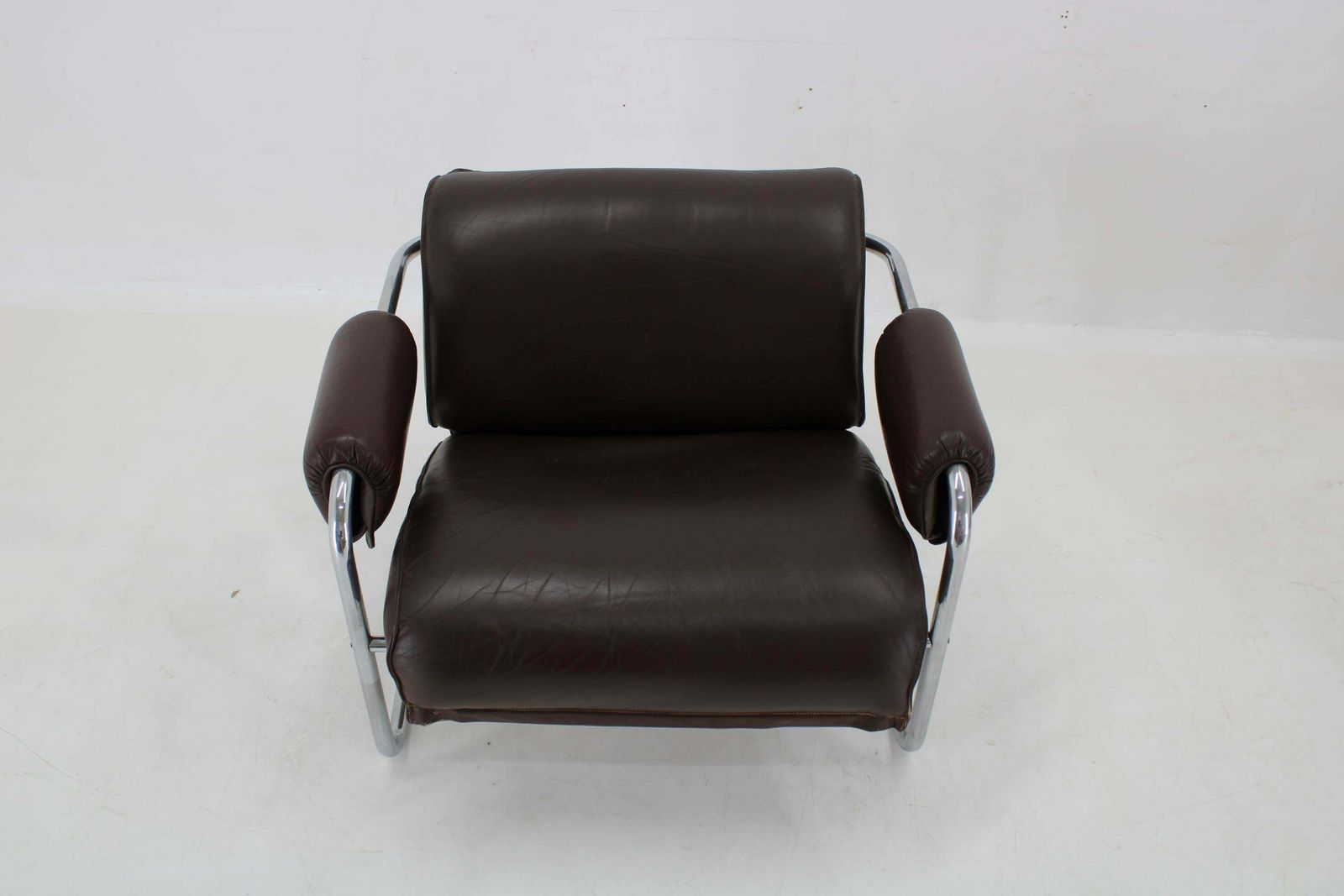 photo for sale 1950s Pair Of Tubular Armchairs In Leather, Czechoslovakia