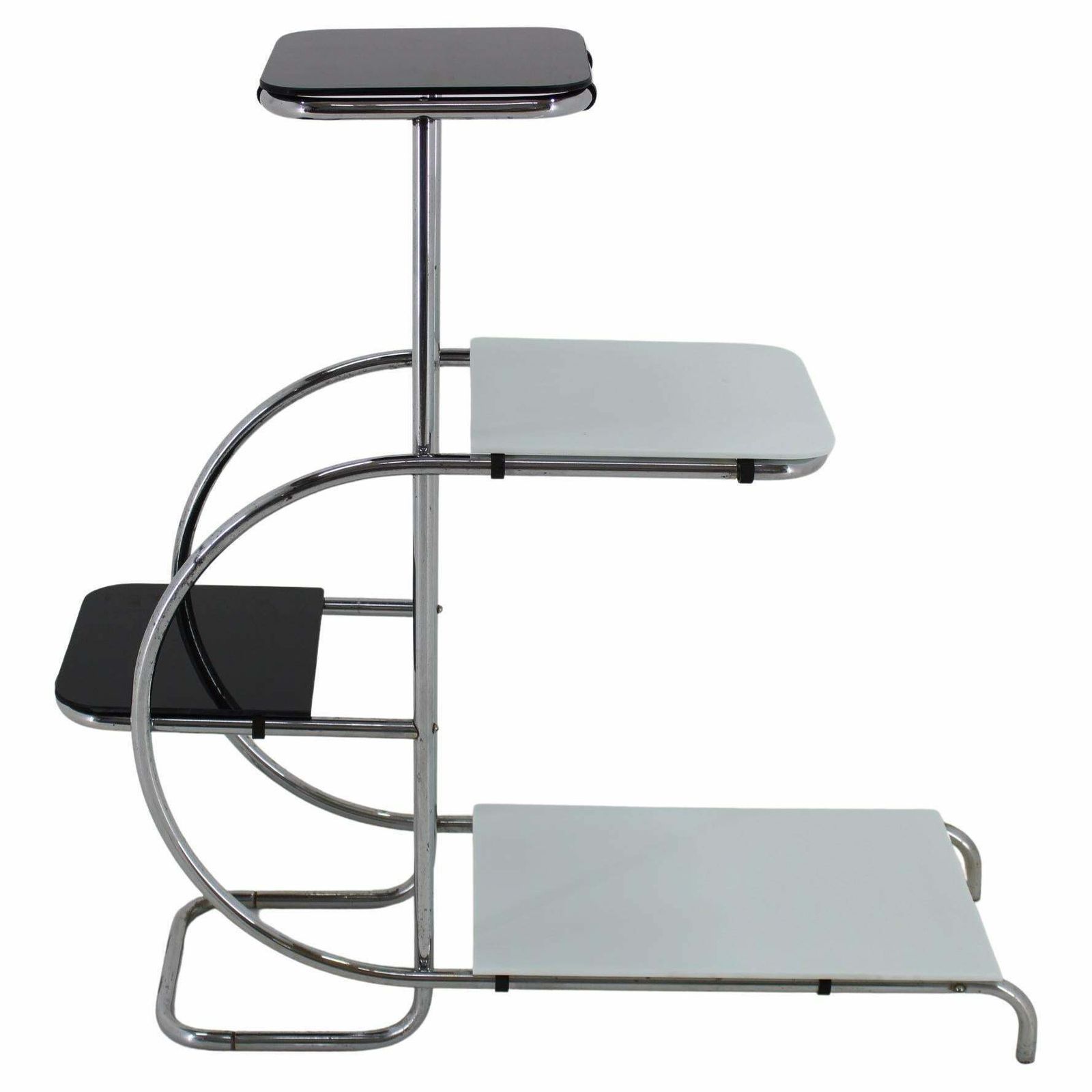 1930s Bauhaus Flower Stand With Glass, Czechoslovakia