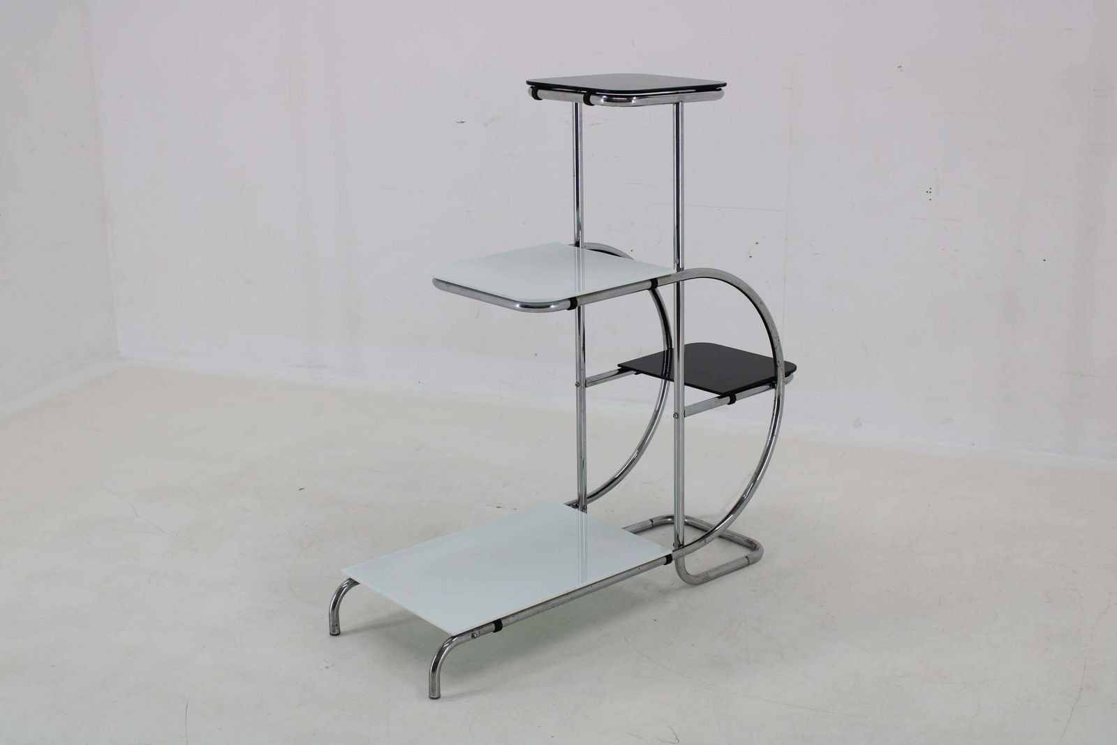 1930s Bauhaus Flower Stand With Glass, Czechoslovakia photo vinterior