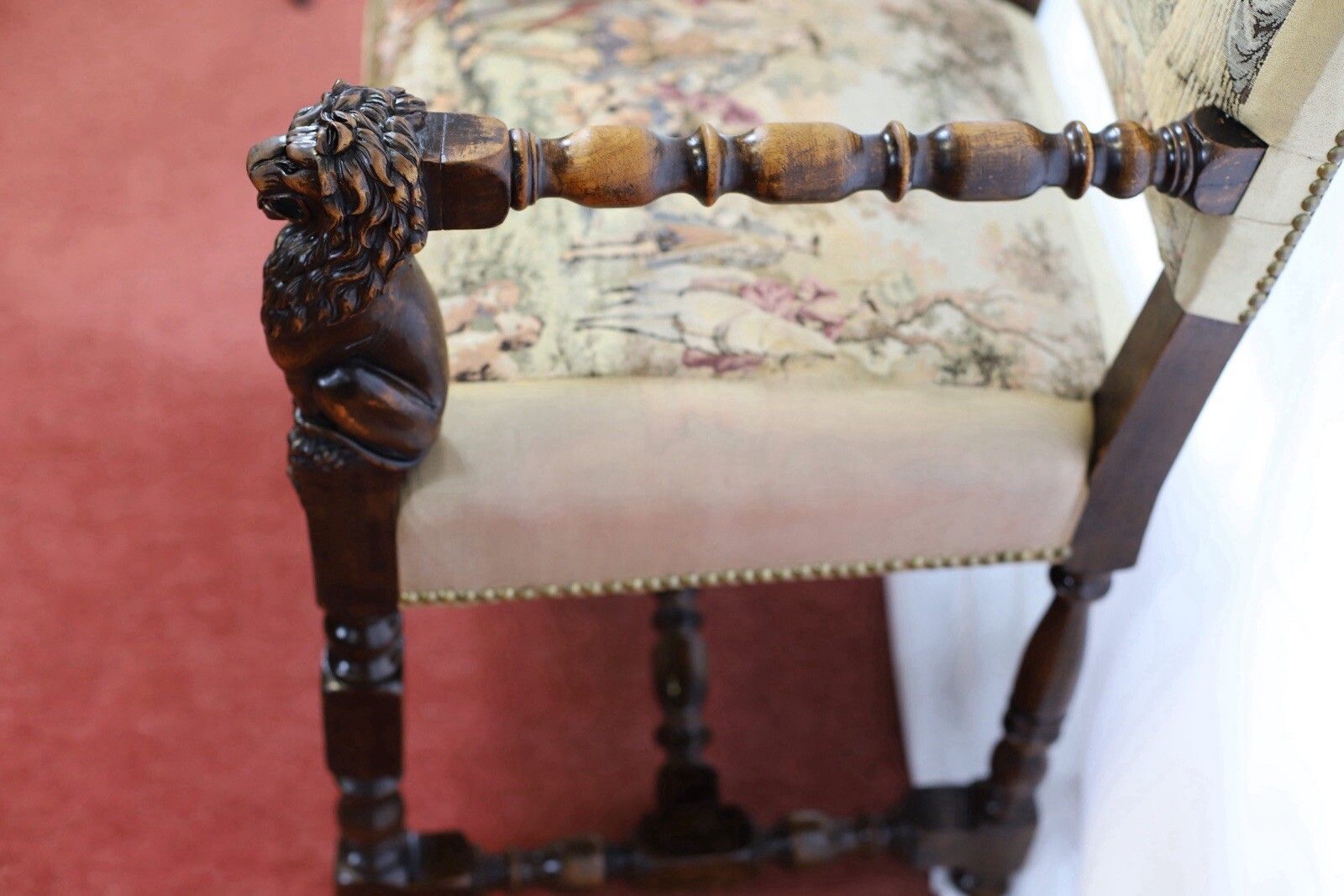 15000.0 Beautiful Set Of Eight Italian Walnut Dining Armchairs In Renaissance Style photo