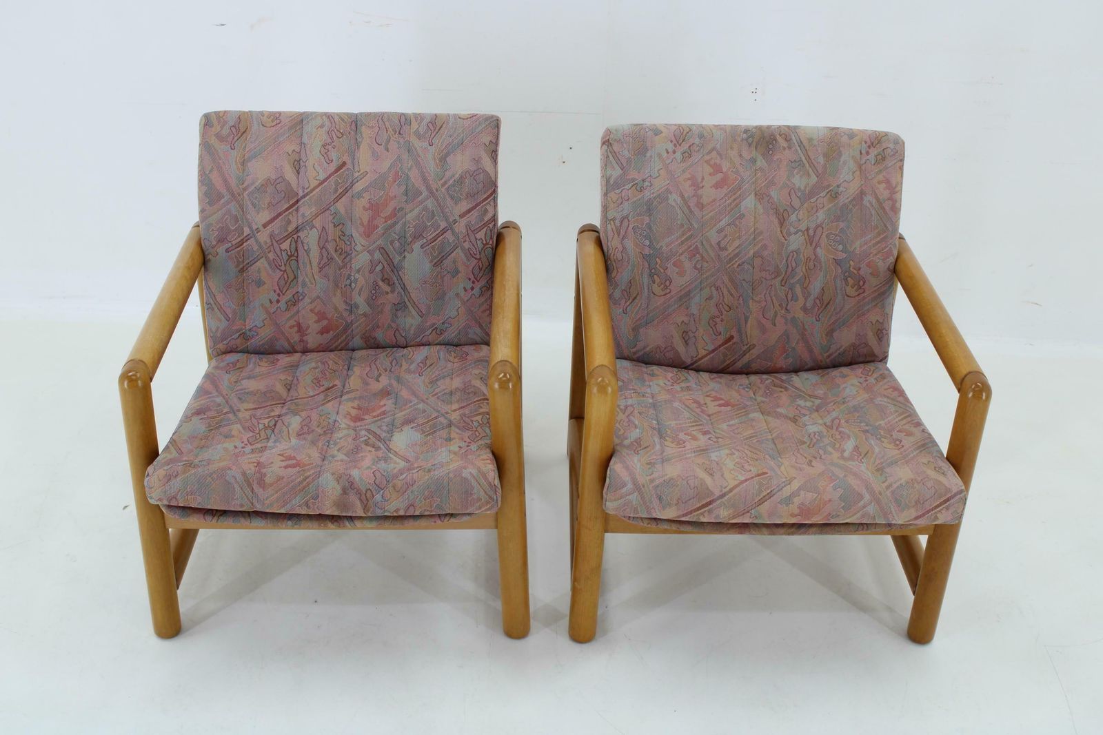 1970s Pair Of Beech Armchairs And Coffee Table  By Ton, Czechoslovakia photo buy