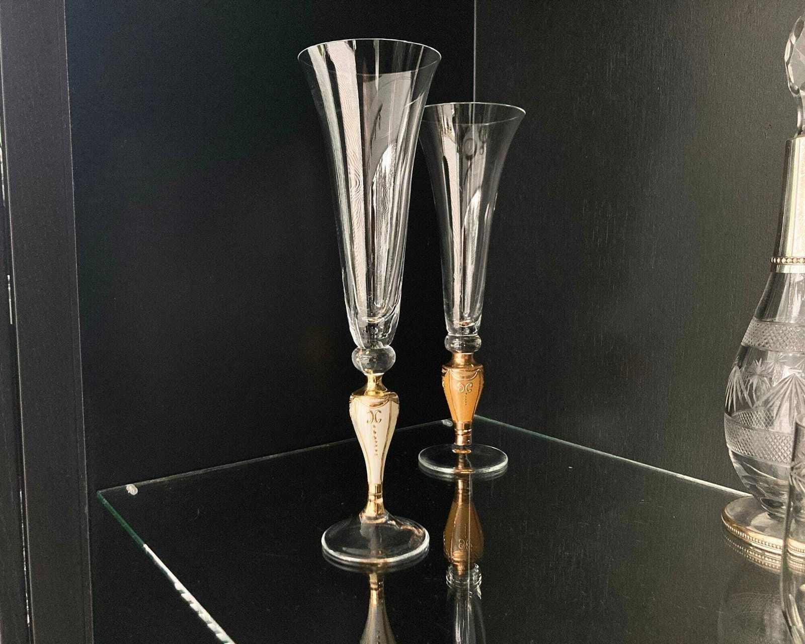 Champagne Flutes Wedding | 2pcs | His And Hers photo vintage