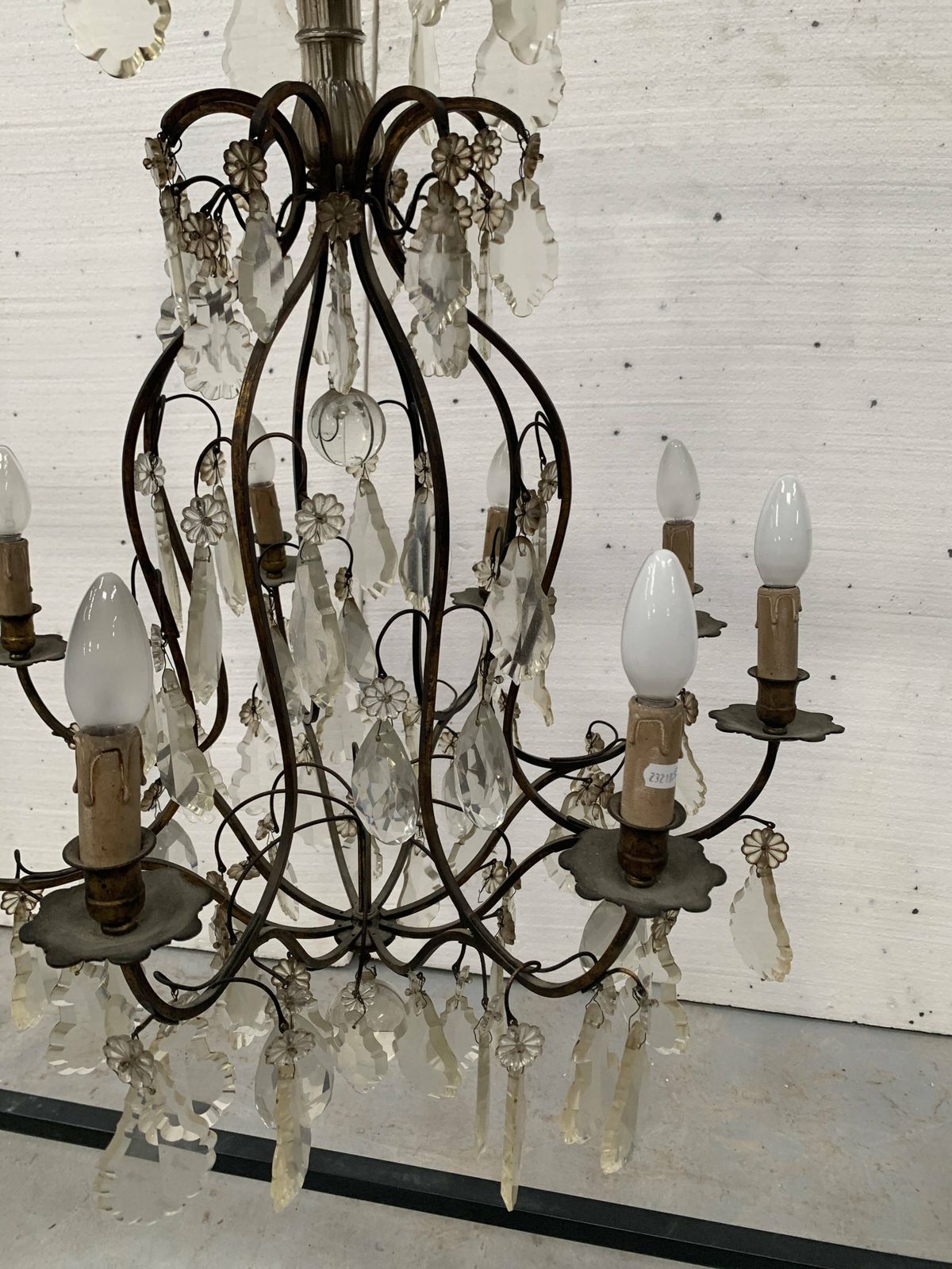 photo for sale Louis XV Style Cage Chandelier 20th Century Pendant Chandelier