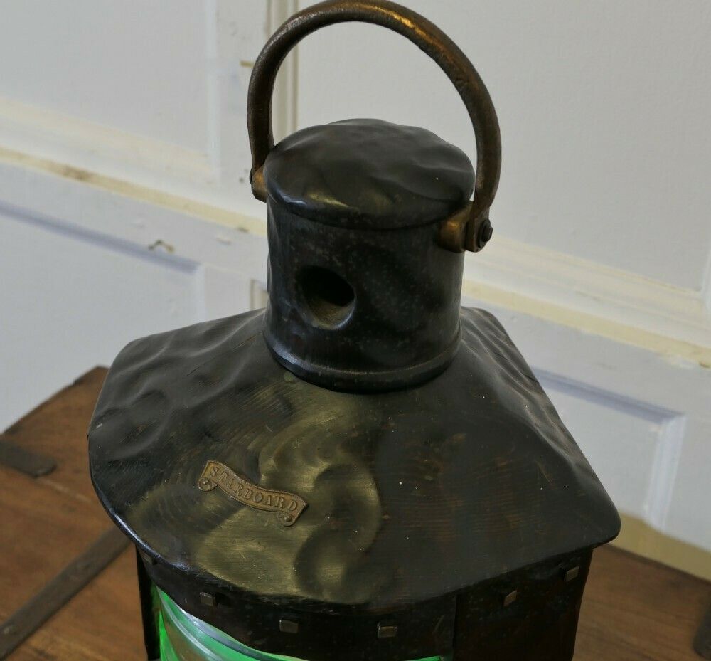 Hand Carved Ships Starboard Navigation Light. photo for sale