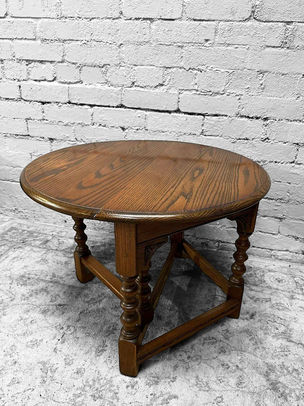 Vintage Old Charm Wood Brothers Coffee Table / Drop Leaf Table C1970