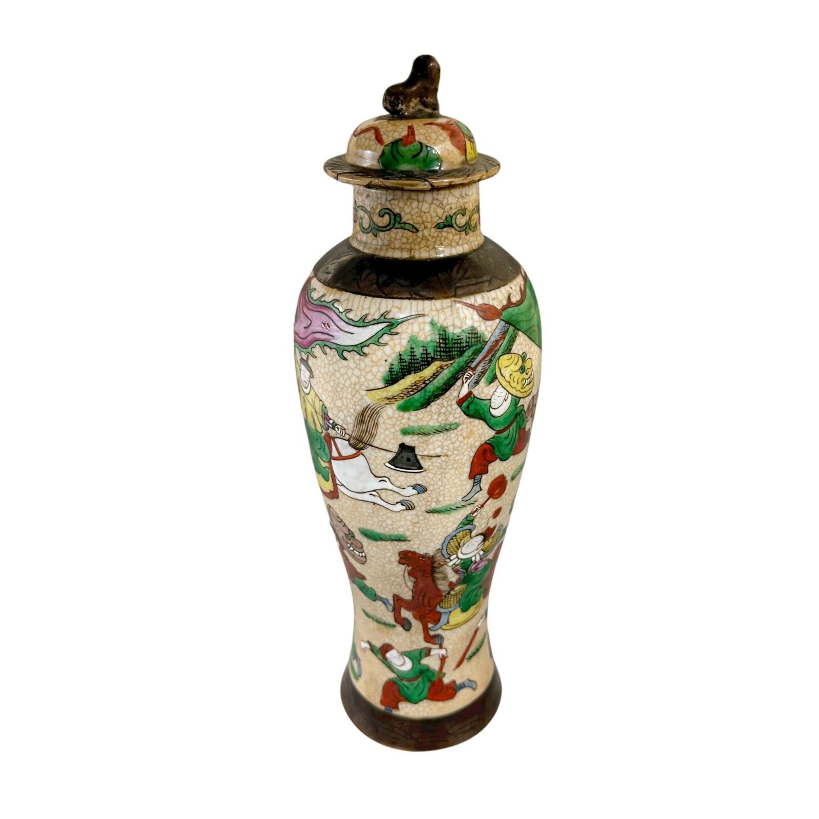 Antique 19th Century Chinese Chenghua Style Famille Verte Crackle Glaze Jar Vase photo Home Decor