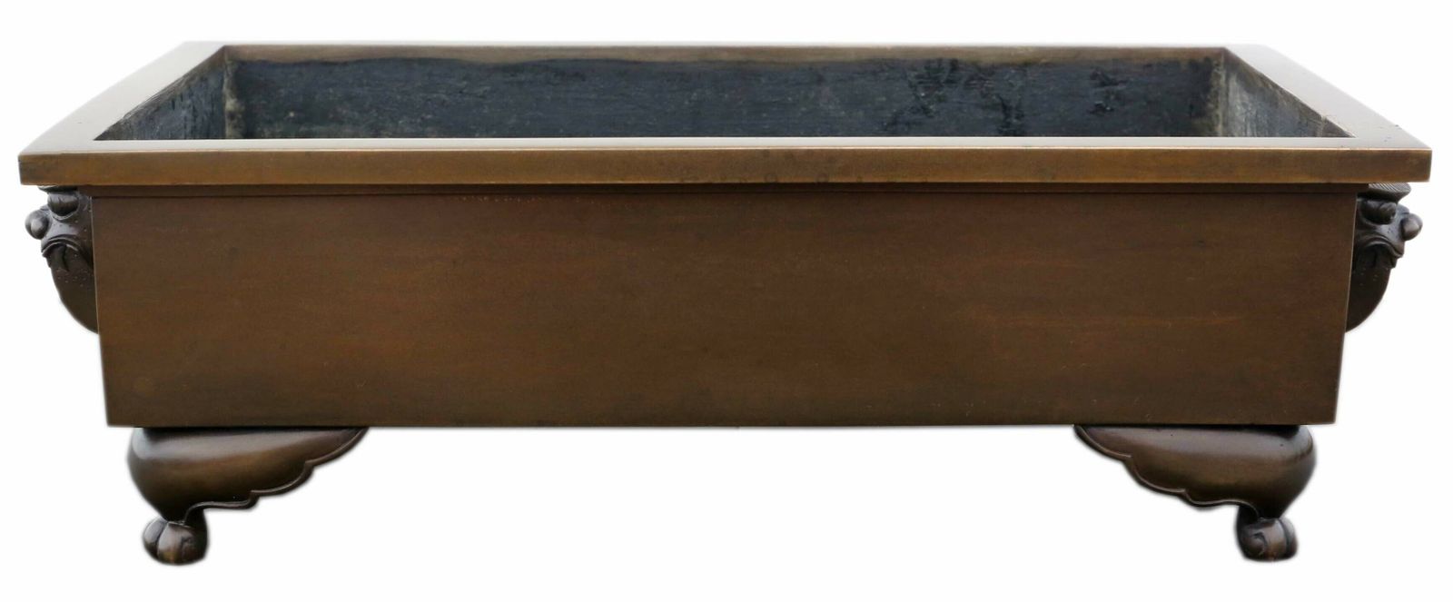Antique Oriental Japanese Large Fine Quality Bronze Bowl Planter Jardinière Suiban Ikebana C.1930 photo for sale