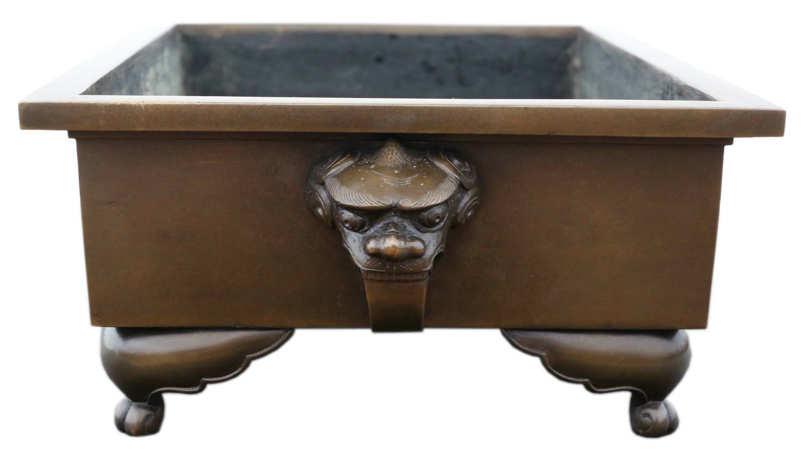 Antique Oriental Japanese Large Fine Quality Bronze Bowl Planter Jardinière Suiban Ikebana C.1930 photo Garden Decor