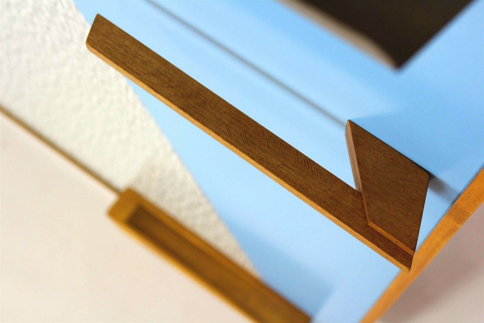 photo vintage Restored Vintage Blue & Grey Geometric Coat Rack From Drevokov Blatna, 1972