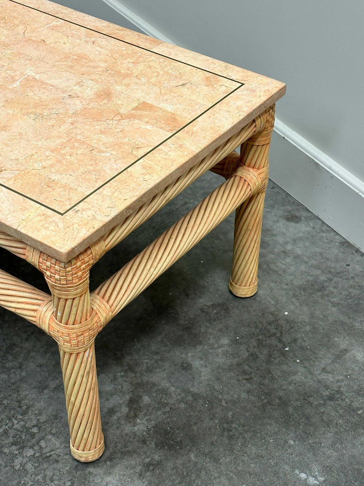 Pink Tessellated Travertine Coffee Table By Roche Bobois, France 1980s. photo Furniture