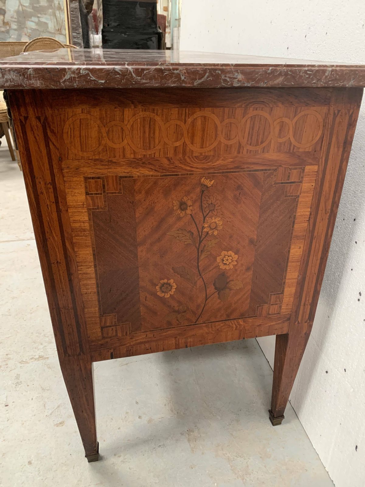 Louis XVI Chest Of Drawers In Wood Veneer Marquetry, 20th Century photo vinterior