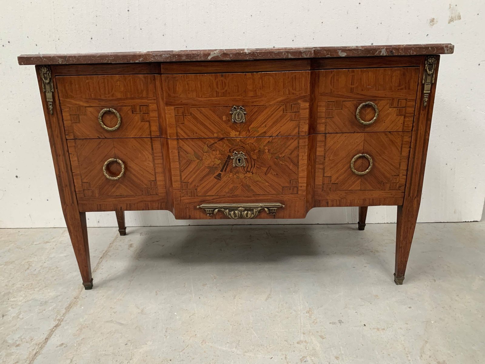 photo buy Louis XVI Chest Of Drawers In Wood Veneer Marquetry, 20th Century