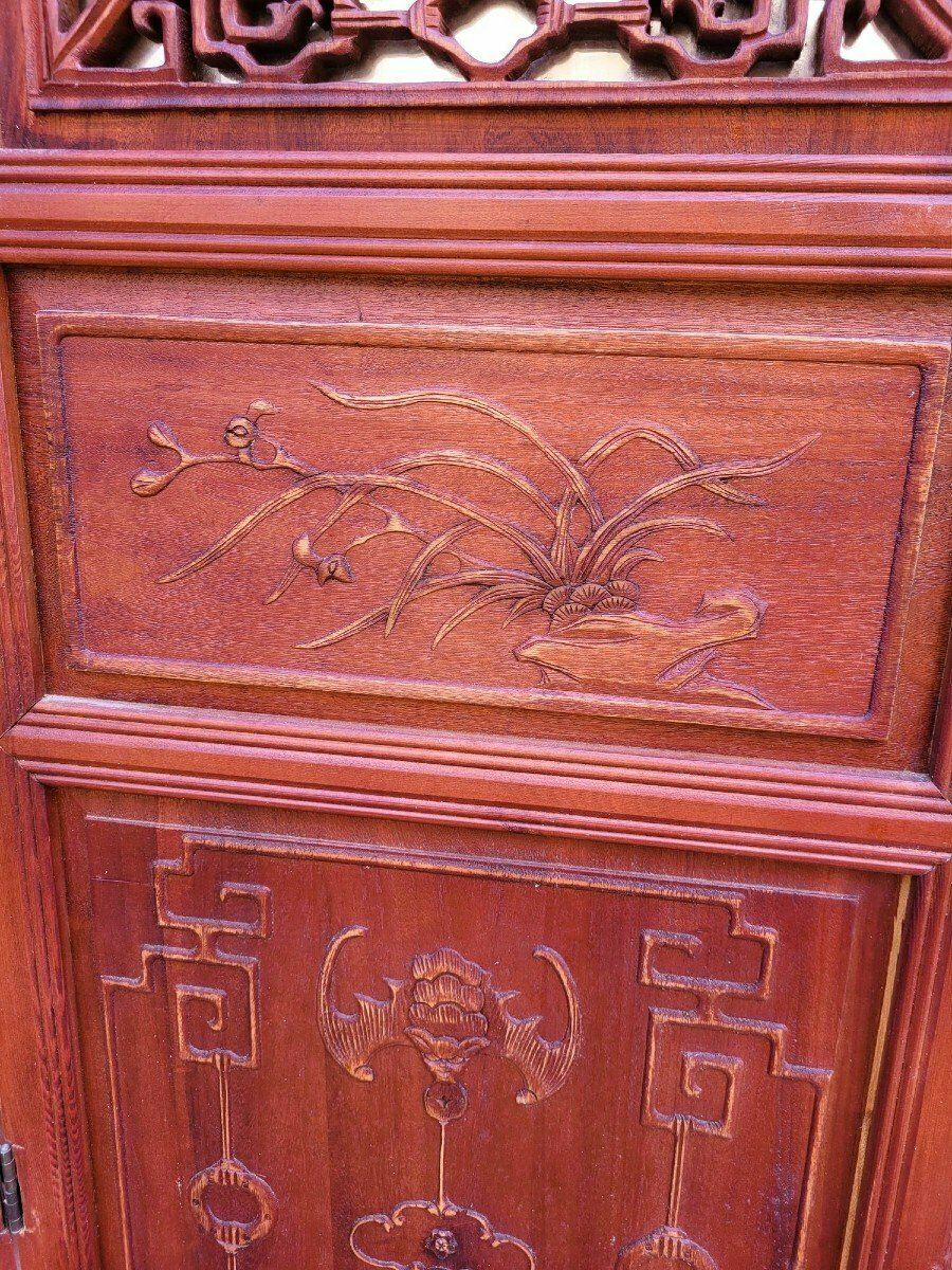 Large Carved Wooden Screen And Mirror, Asia, 20th Century photo 1250.0