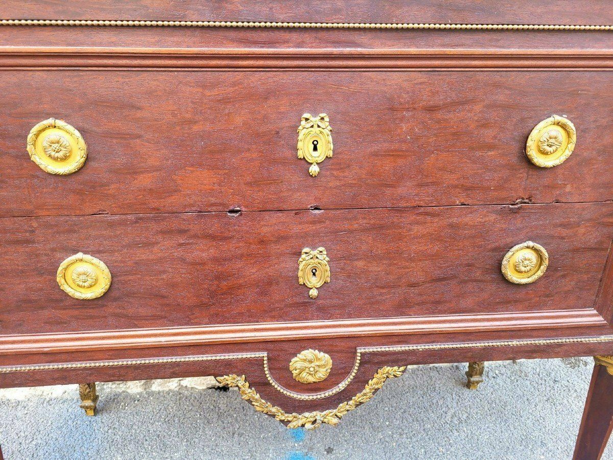 Krieger, Stamped Mahogany Chest Of Drawers, 19th Century photo vintage