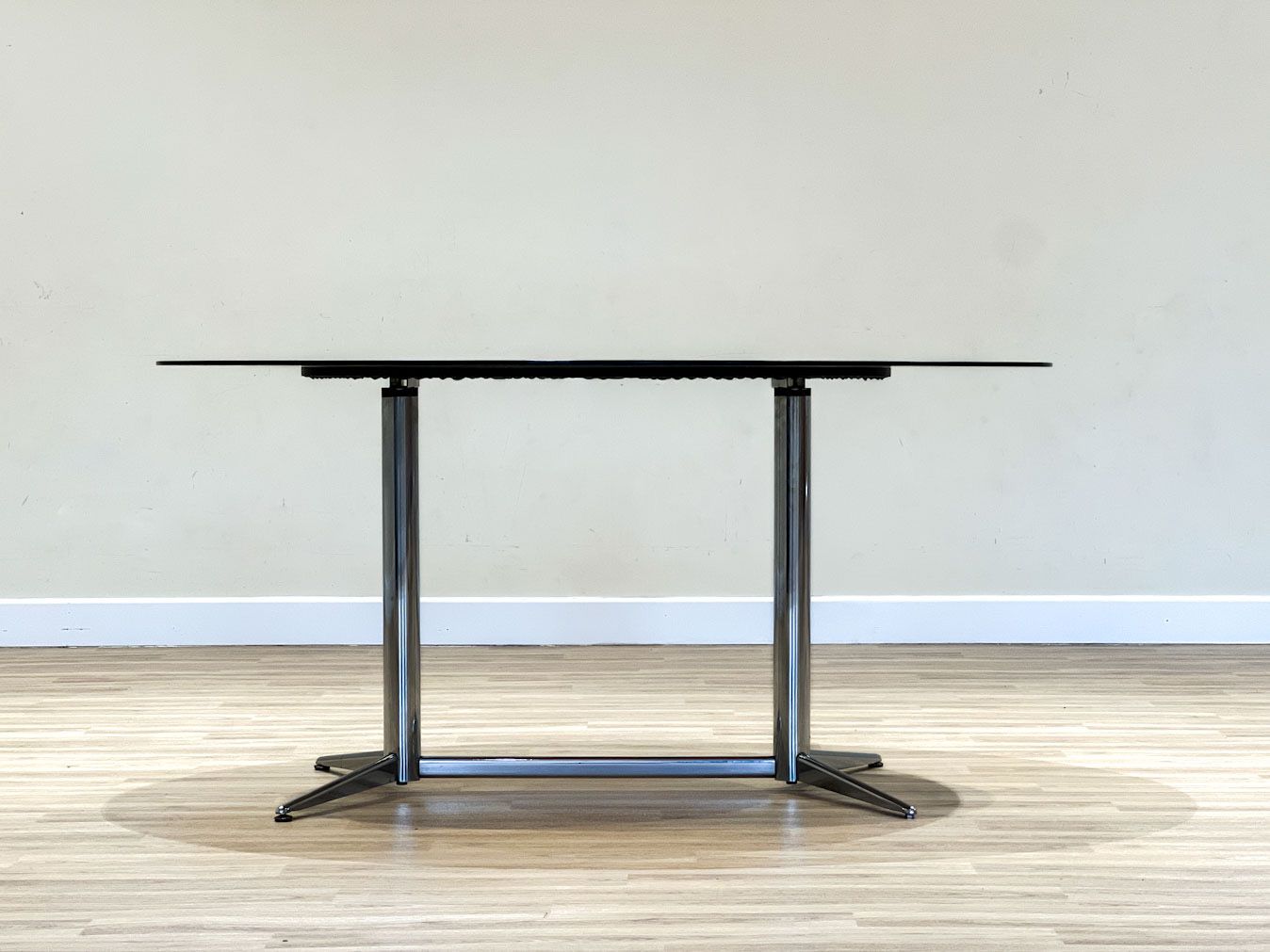 Oval Glass Dining Table, 1970s photo for sale