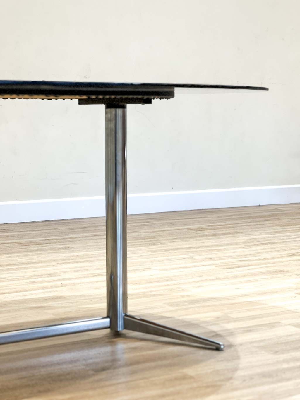 Oval Glass Dining Table, 1970s photo buy