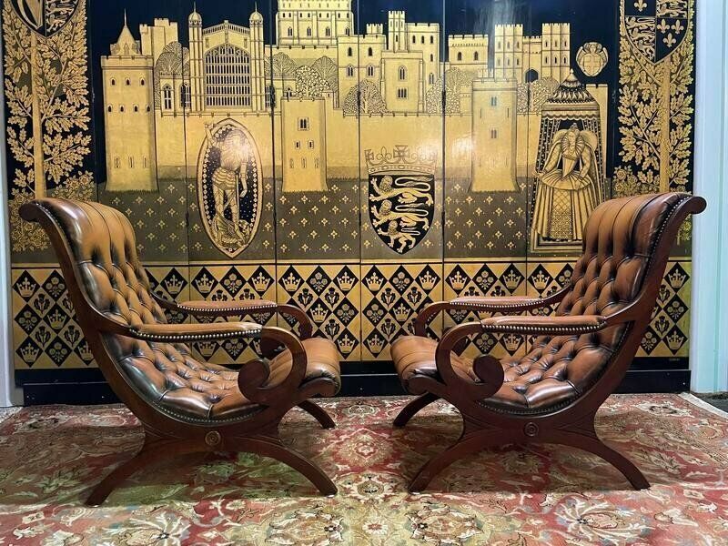 Pair Of English Chesterfield Leather Armchairs photo 737.0
