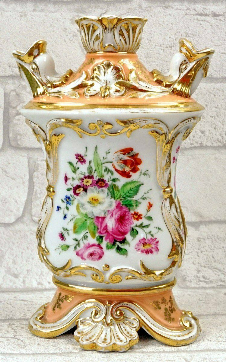 Large Tulip Pot With Dolphin Heads In Paris Porcelain   Ep. 1st 19th Century photo for sale