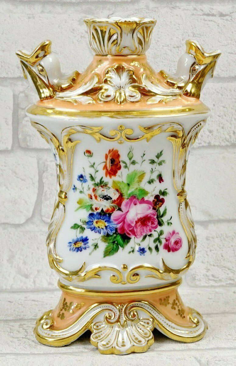 Large Tulip Pot With Dolphin Heads In Paris Porcelain   Ep. 1st 19th Century photo buy