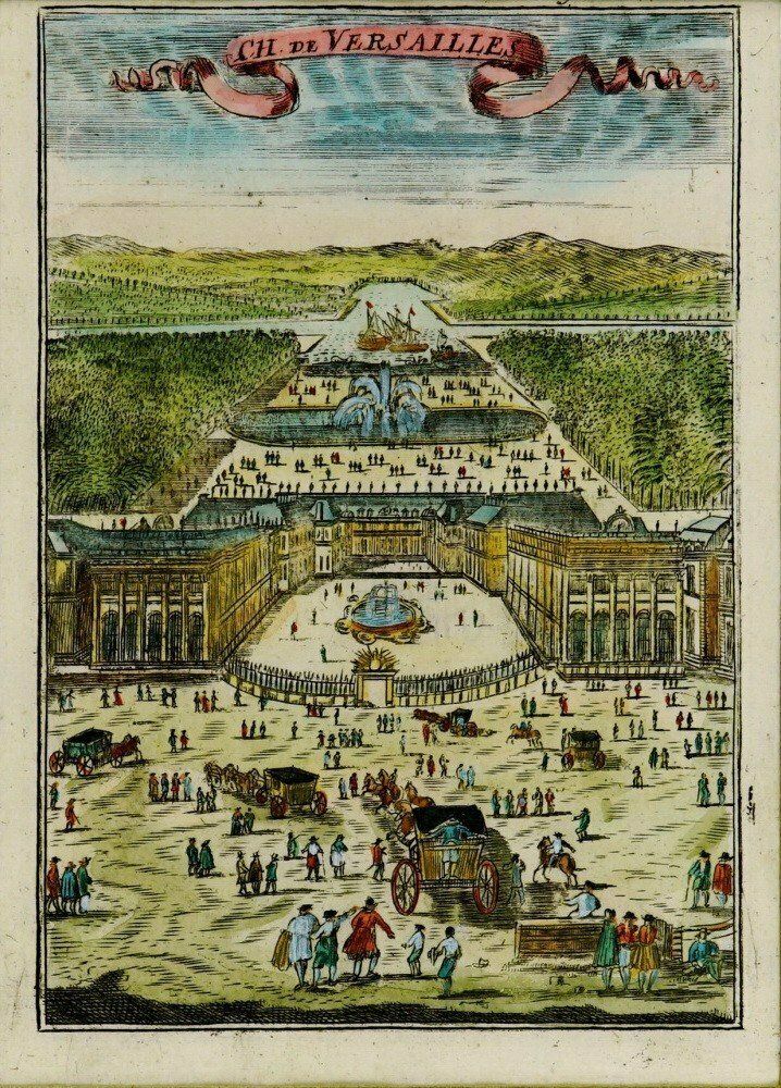 Engraving   Versailles   View Of The Castle Facade Side   Ep. 2nd Half Of The 17th Century (1672) photo for sale