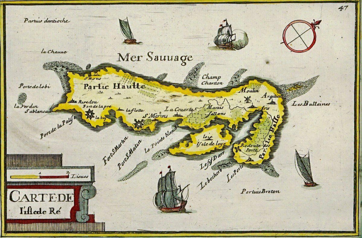 Rare Engraving Of The Isle Of Re By Nicolas Tassin   Ep. 1st Half Of The 17th Century photo for sale