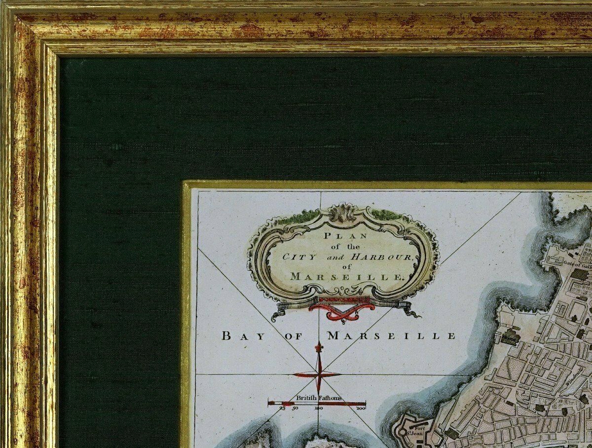 Rare Engraving   Map Of Marseille And Its Suburbs   Mid 18th Century photo furniture