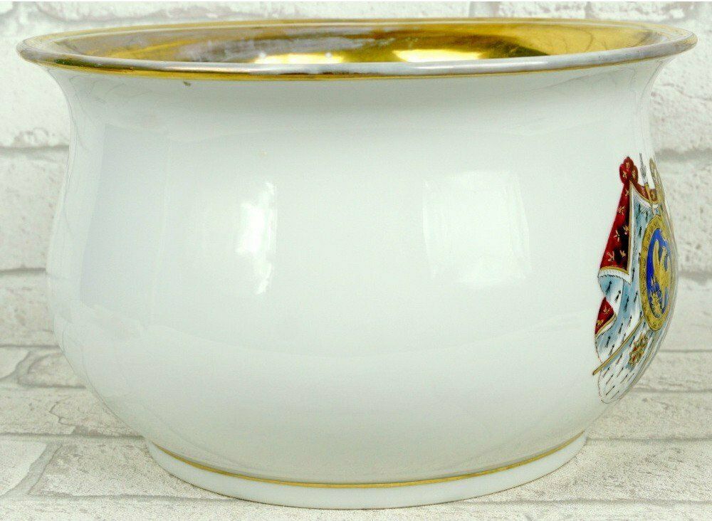 Zeldzame Porseleinen Nachtspiegel Met De Wapens Van Napoleon I En Marie Louise – 19e Eeuw photo Woonaccessoires