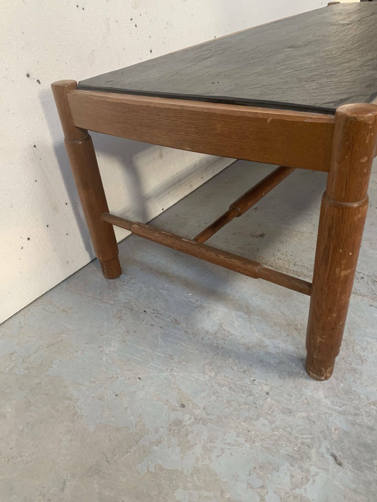 20th Century Oak Coffee Table With Slate Top photo Furniture