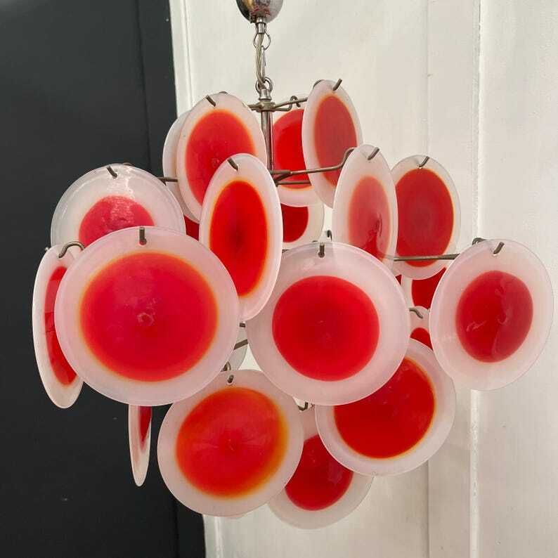 Mid Century Italian Murano Glass Disc Chandelier By Gino Vistosi, 1960s / Lighting photo furniture