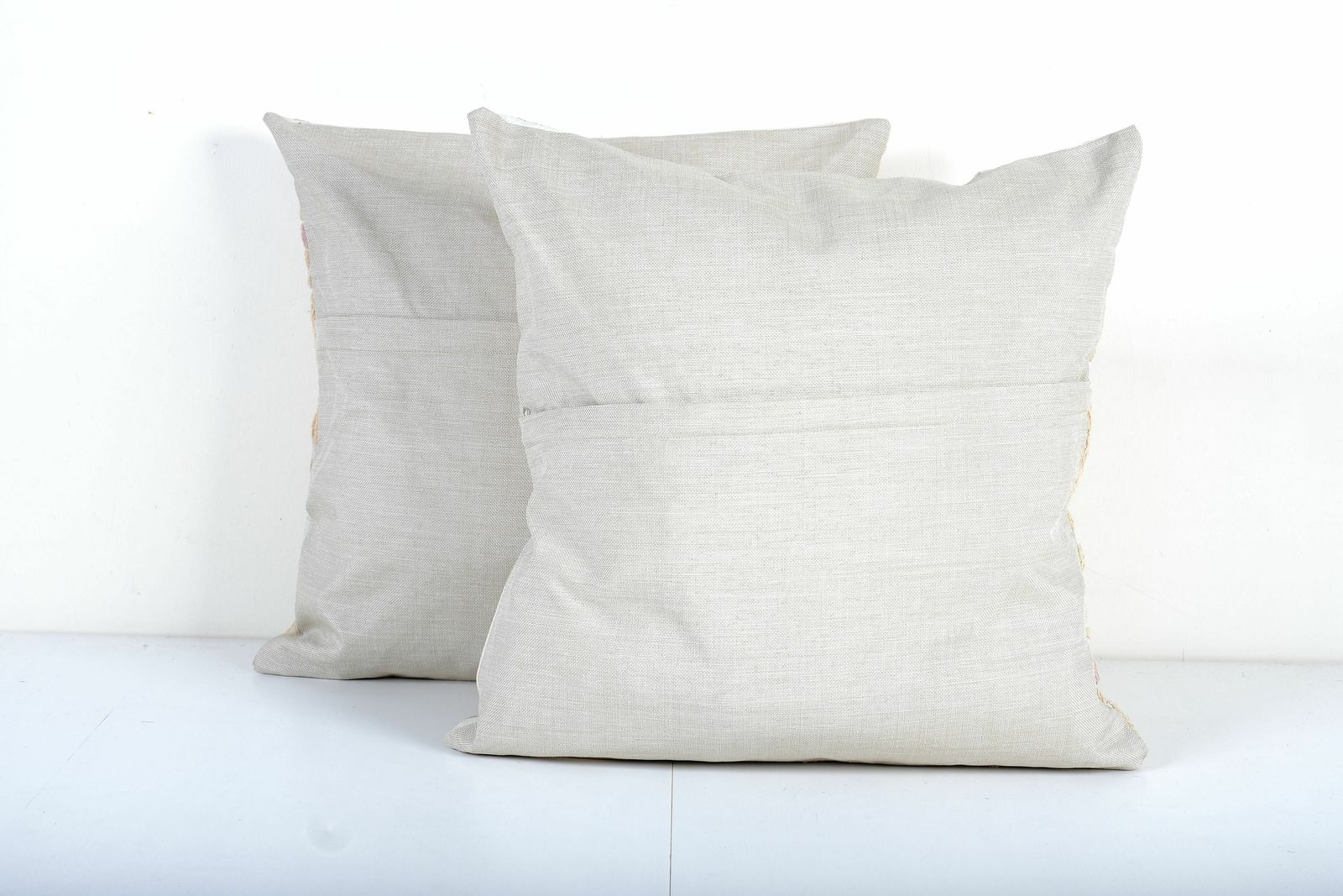 Suzani Cushion Cover, Set Of Two Suzani Pastel Pillow Case Made From A 19th Century Textile, Pair Pink  Cover photo for sale