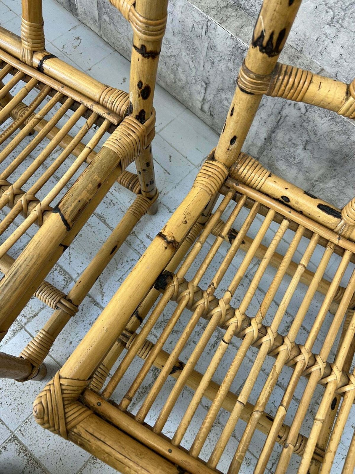 Set Of Four 1970s Bamboo Dining Chairs photo vintage