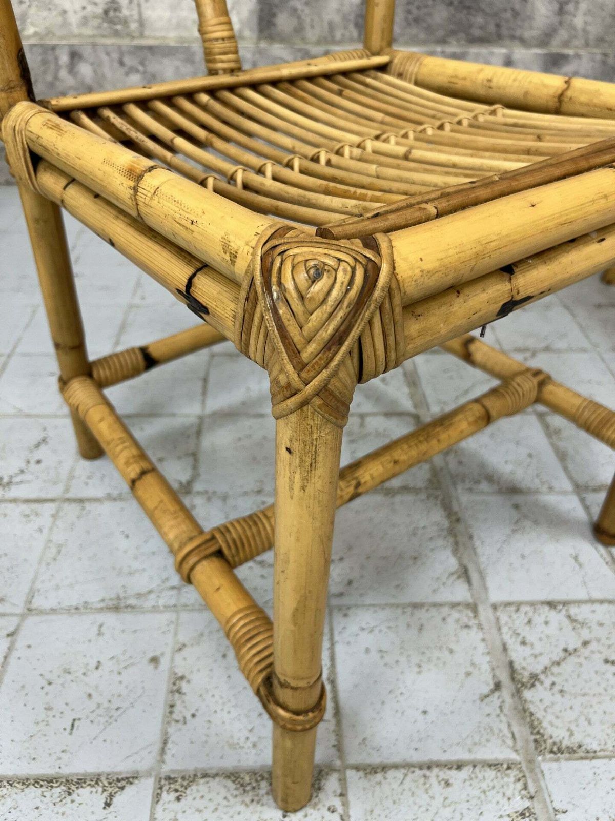 photo for sale Set Of Four 1970s Bamboo Dining Chairs